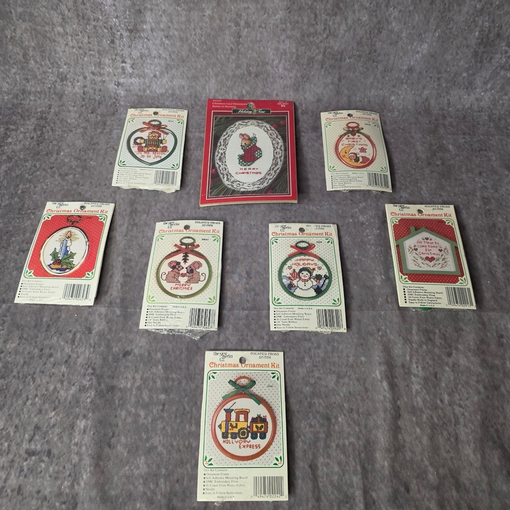 The New Berlin Co. Holiday Time Counted Cross Stitch Christmas Ornament Kit Lot
